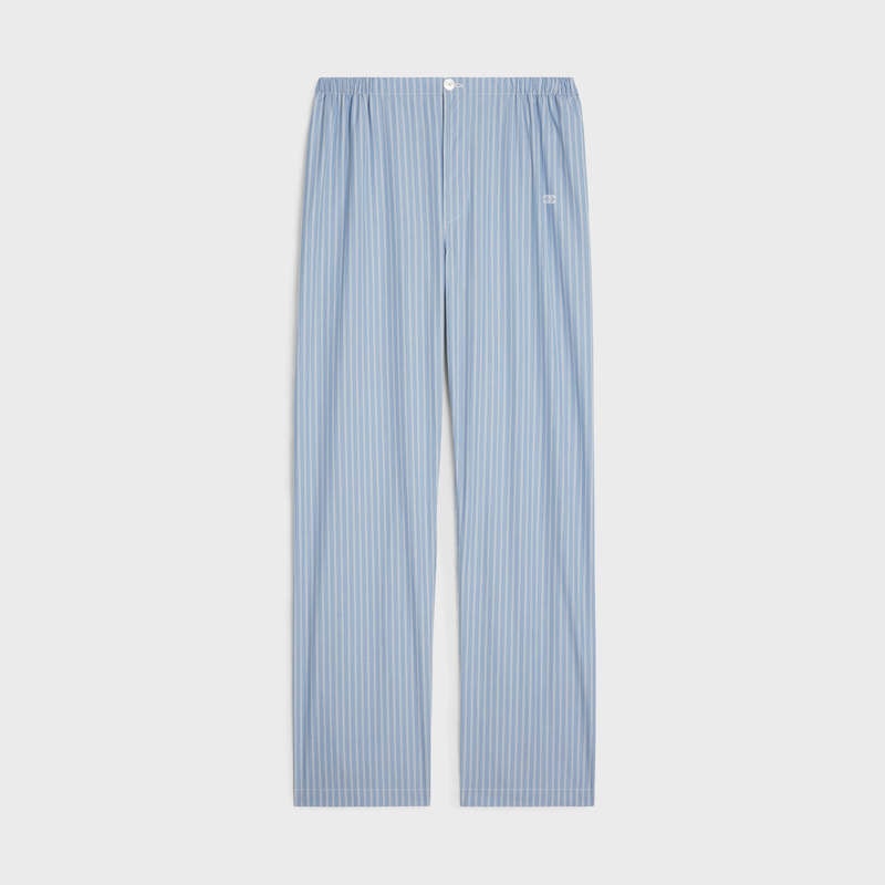 BLEU CIEL/BLANC/BLEU Celine triomphe pajama in striped poplin Pants | CL-592065