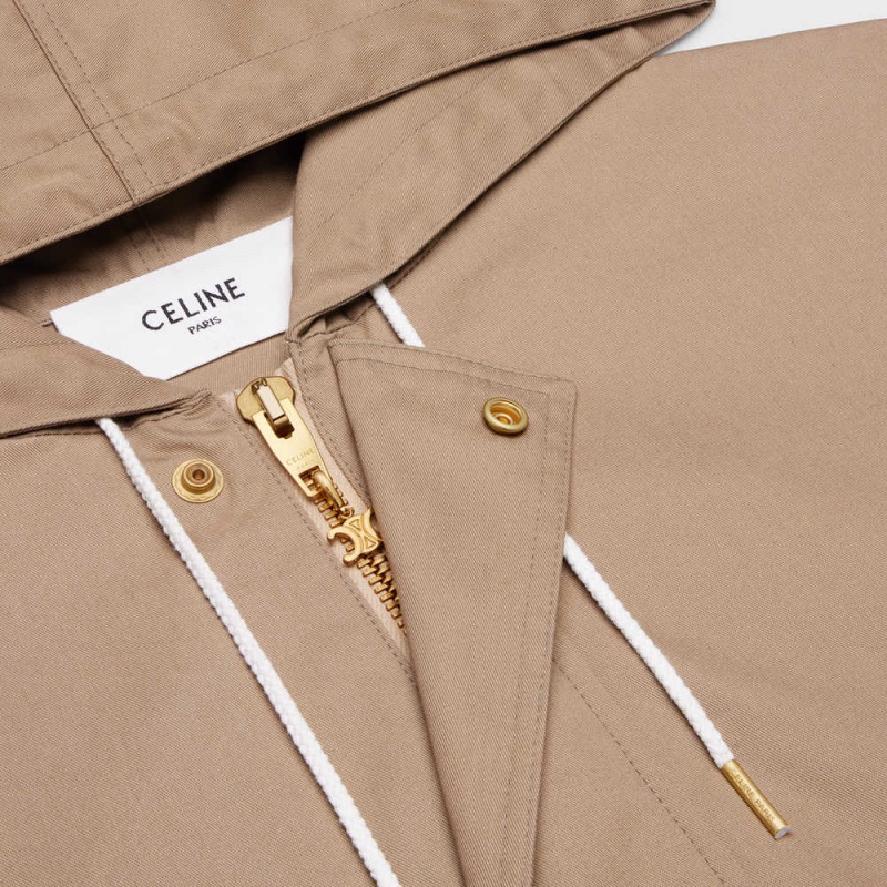 Beige Celine CROPPED PARKA IN TECHNICAL COTTON Coats | CL-592621