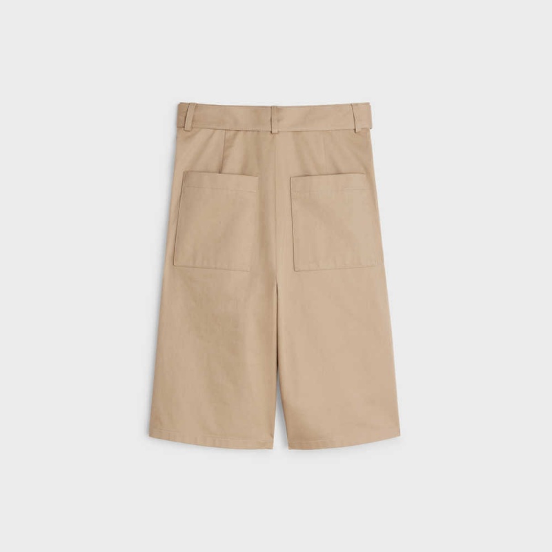 Beige Celine cargo in cotton gabardine Shorts | CL-592741