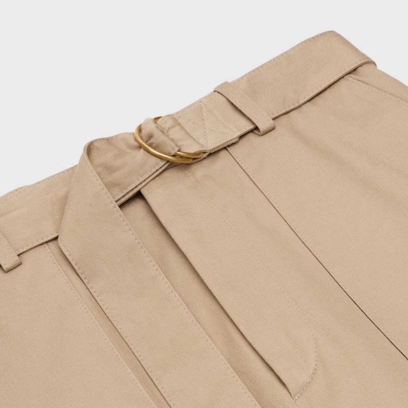 Beige Celine cargo in cotton gabardine Shorts | CL-592741