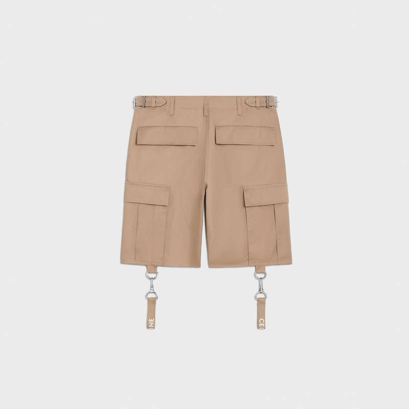 Beige Celine with celine straps in cotton linen Shorts | CL-592067