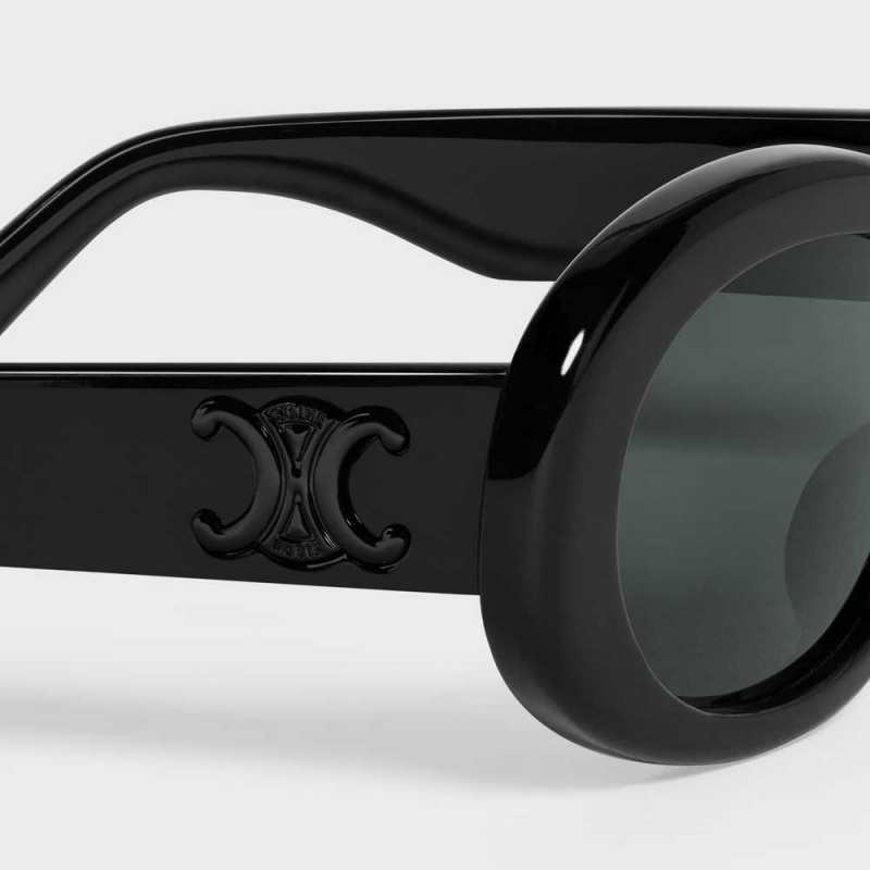 Black/Black Celine Triomphe 01 in Acetate Sunglasses | CL-592378