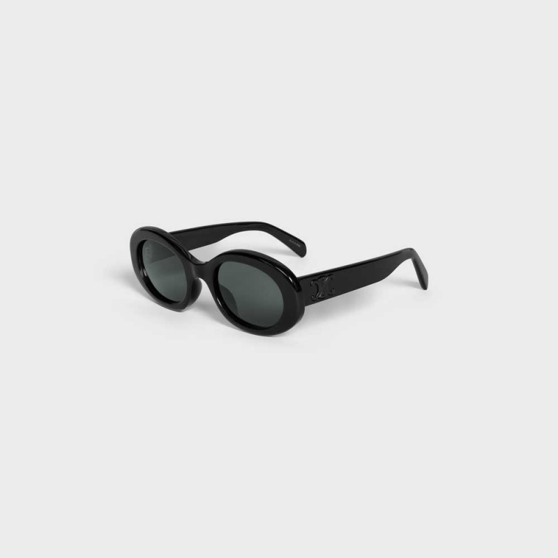 Black/Black Celine Triomphe 01 in Acetate Sunglasses | CL-592378