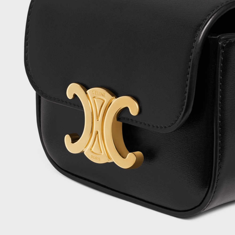 Black Celine BAG TRIOMPHE in SHINY CALFSKIN Belts | CL-592474