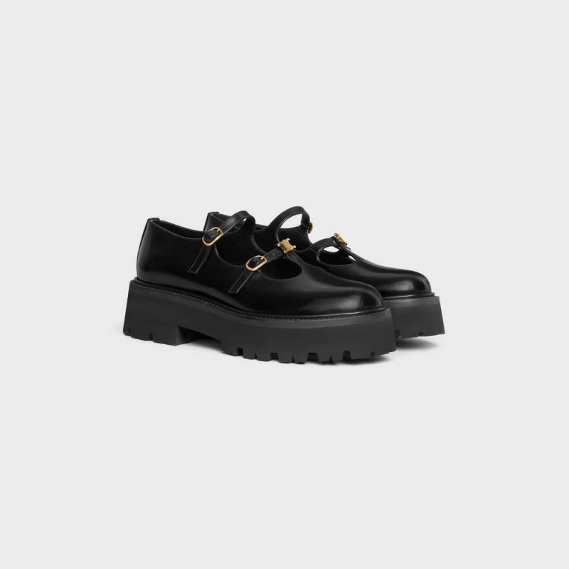 Black Celine BULKY BABIES TRIOMPHE in POLISHED BULLSKIN Loafers | CL-592533