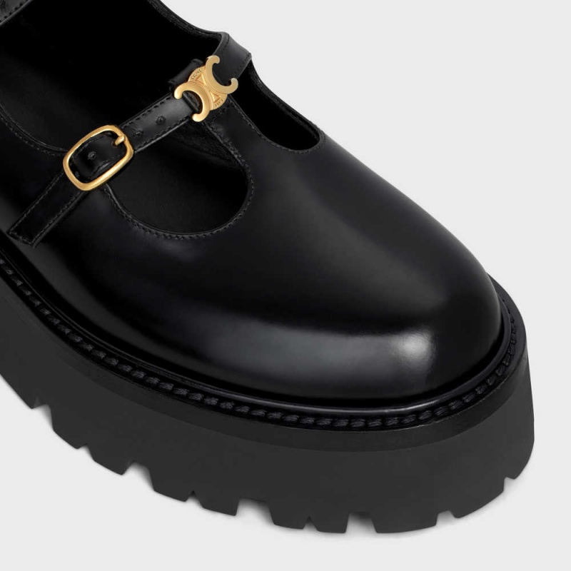 Black Celine BULKY BABIES TRIOMPHE in POLISHED BULLSKIN Loafers | CL-592533