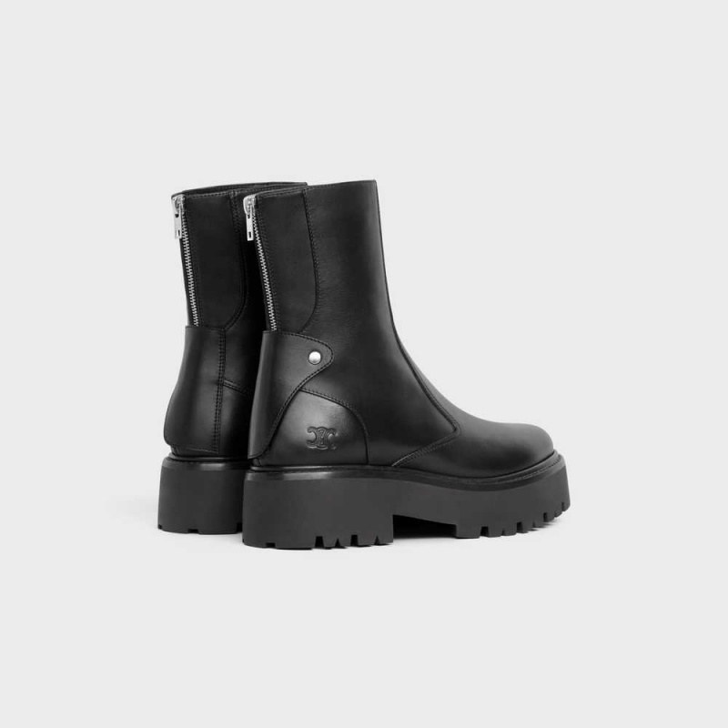 Black Celine BULKY WITH BACK ZIP AND TRIOMPHE in Calfskin Boots | CL-592506