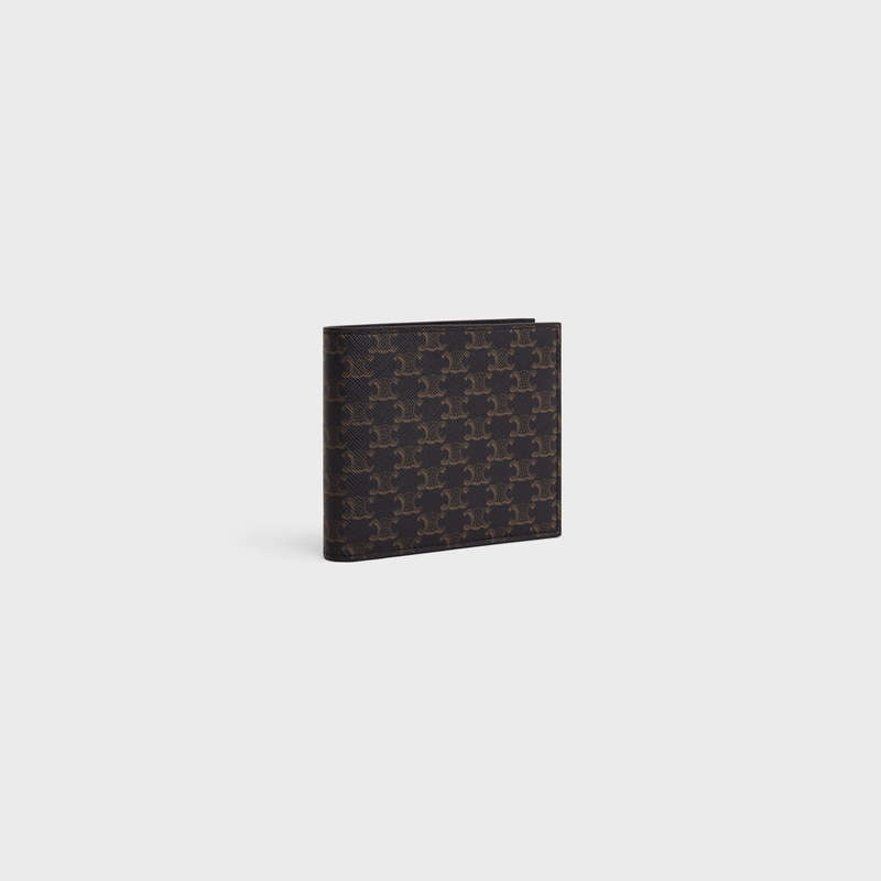 Black Celine Bi-fold with Coin Compartment in Triomphe Canvas Wallets | CL-591786