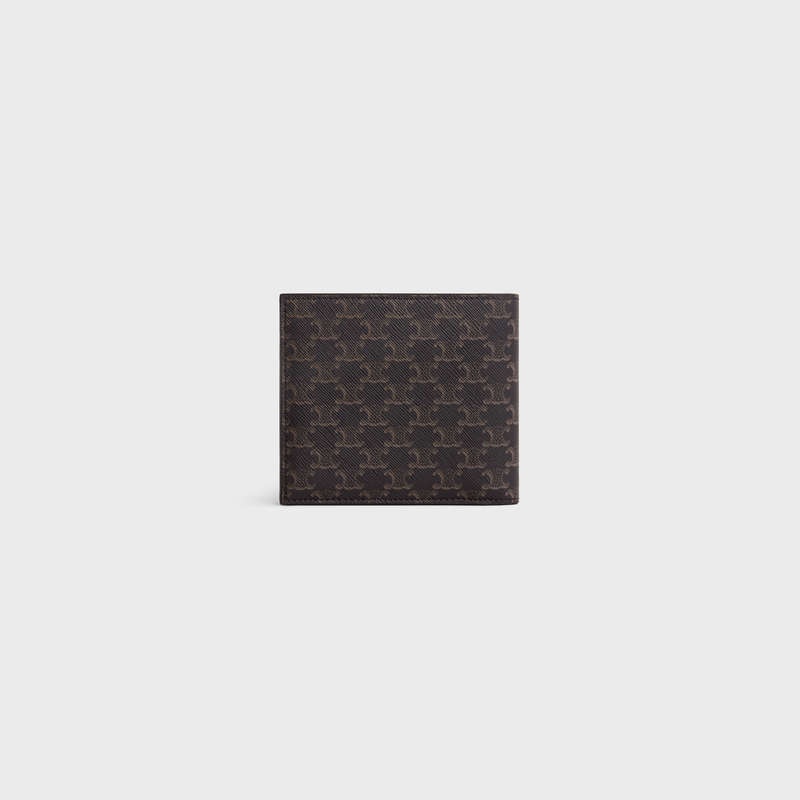 Black Celine Bi-fold with Coin Compartment in Triomphe Canvas Wallets | CL-591786