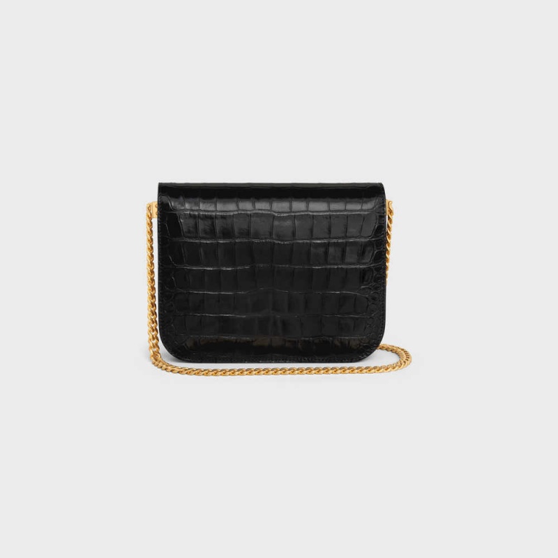 Black Celine COLLEGE bag in Niloticus Crocodile Triomphe | CL-593170