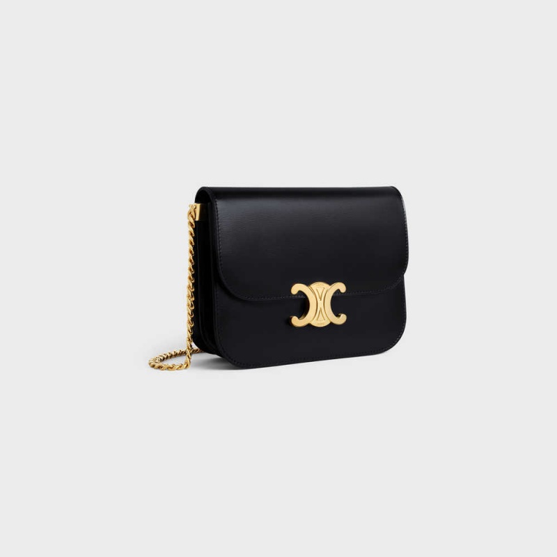 Black Celine COLLEGE bag in shiny calfskin Triomphe | CL-593168