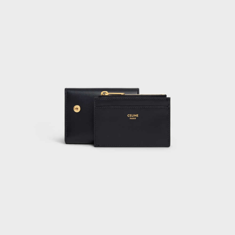 Black Celine COMPACT WITH COIN TRIOMPHE in Shiny calfskin Wallets | CL-592979