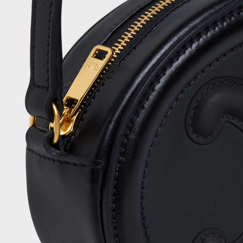 Black Celine CROSSBODY OVAL PURSE cuir triomphe in Smooth calfskin Mini Bags | CL-593044