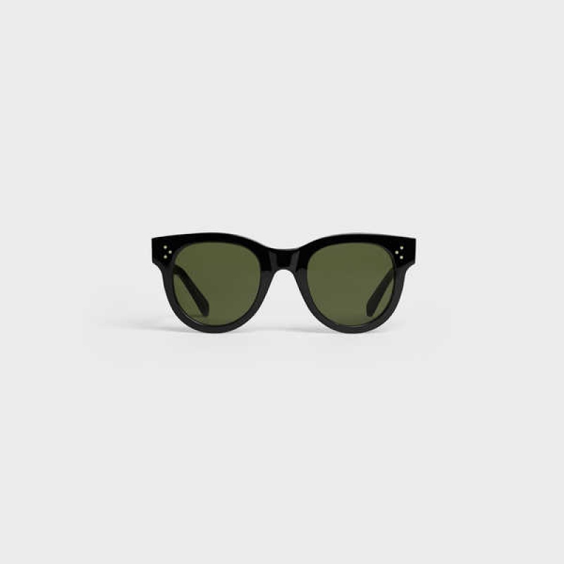 Black Celine Cat Eye S003 in Acetate with Mineral Glass Lenses Sunglasses | CL-592427