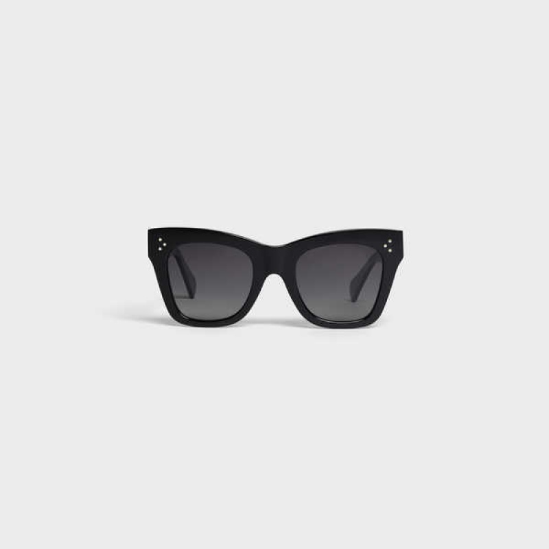 Black Celine Cat Eye S004 in Acetate with Polarized Lenses Sunglasses | CL-592428