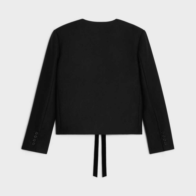 Black Celine Chelsea cardigan with bow in flannel cashmere Jackets | CL-592648