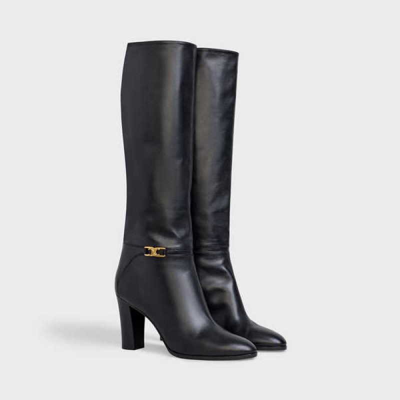 Black Celine Claude in Calfskin Boots | CL-592494