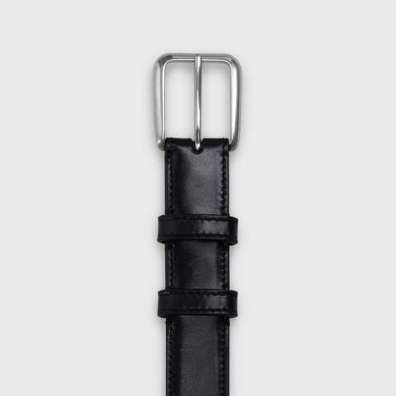 Black Celine Elegant with Square Buckle in Taurillon Leather Belts | CL-591774