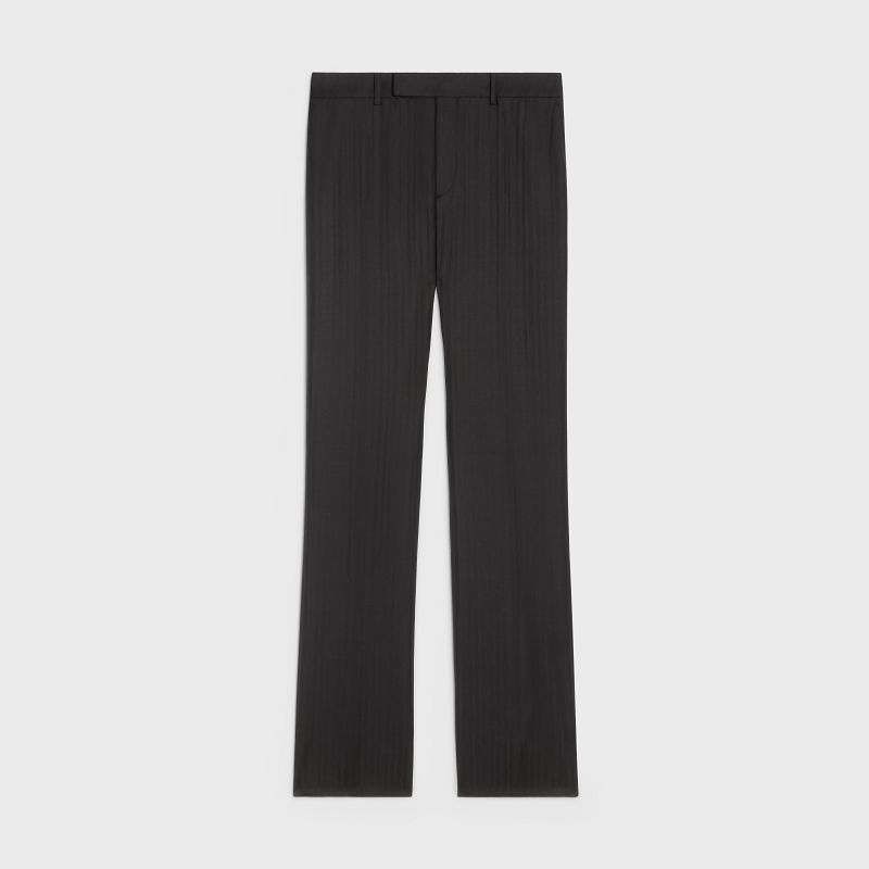 Black Celine FLARED CROPPED IN STRIPED WOOL Trousers | CL-592013