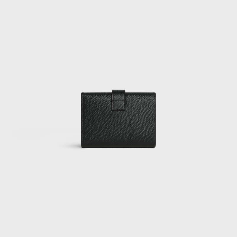 Black Celine Fine Strap in Grained Calfskin Wallets | CL-591793