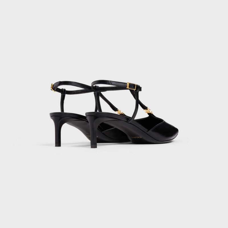 Black Celine KITTEN TRIOMPHE BAR STRAP in CALFSKIN Pumps | CL-592558