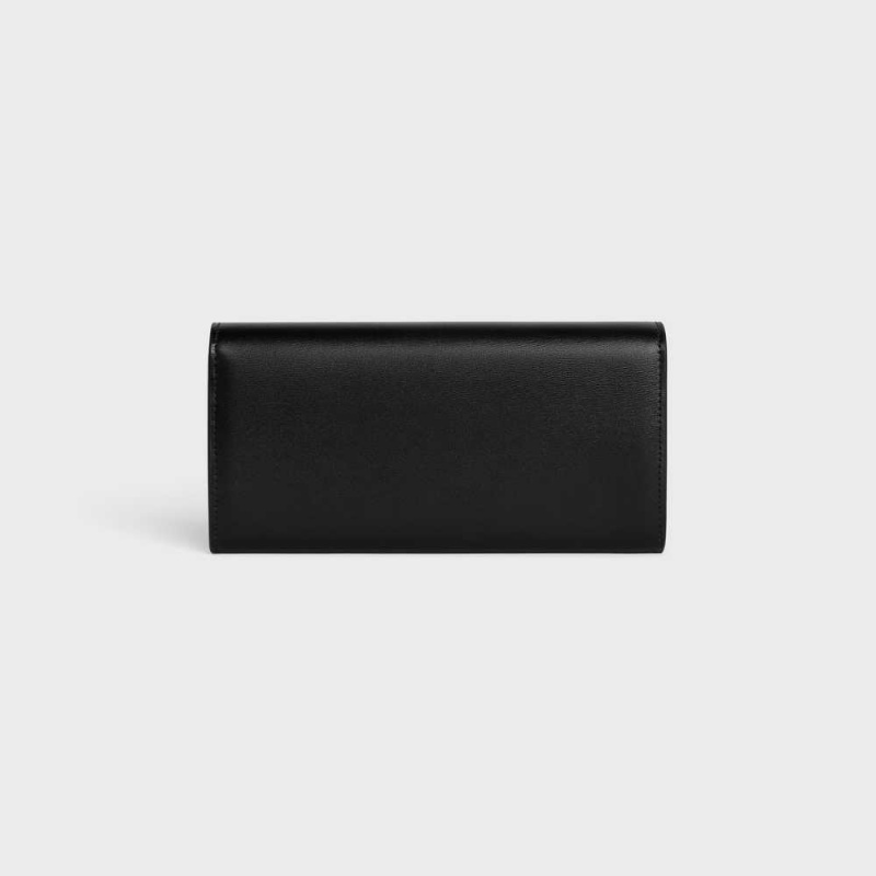 Black Celine LARGE TRIOMPHE in Shiny calfskin Wallets | CL-592983