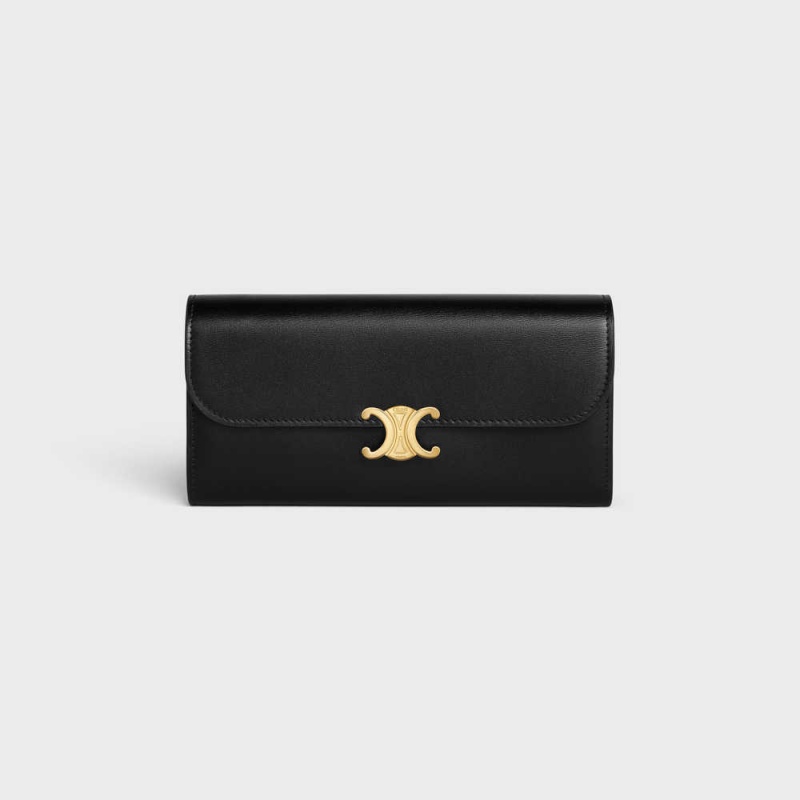 Black Celine LARGE TRIOMPHE in Shiny calfskin Wallets | CL-592983