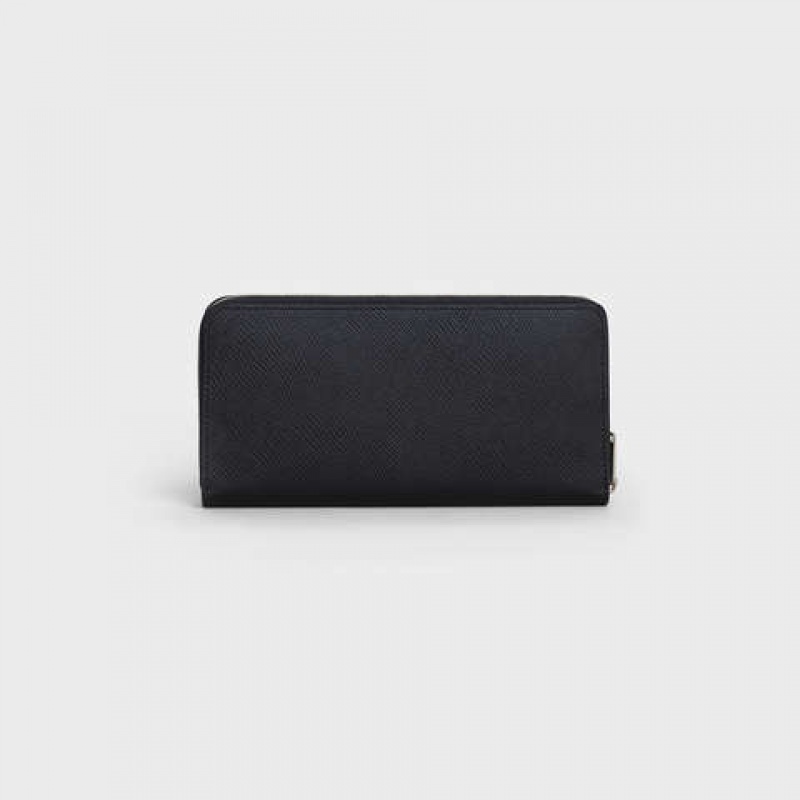 Black Celine Large zipped in Grained calfskin Wallets | CL-591798