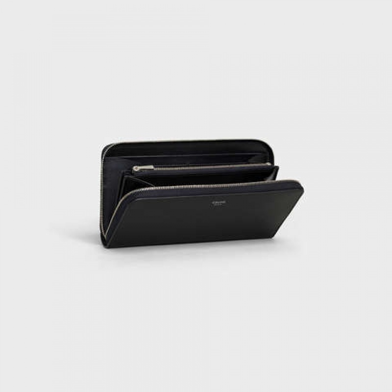 Black Celine Large zipped in Grained calfskin Wallets | CL-591798