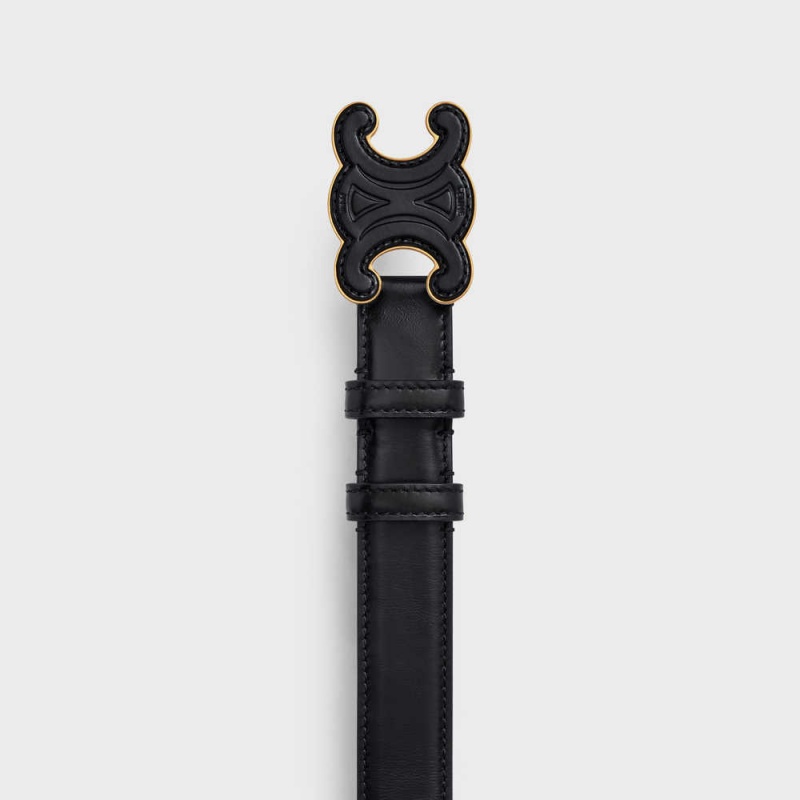 Black Celine MEDIUM CUIR TRIOMPHE in Taurillon Leather Belts | CL-592482