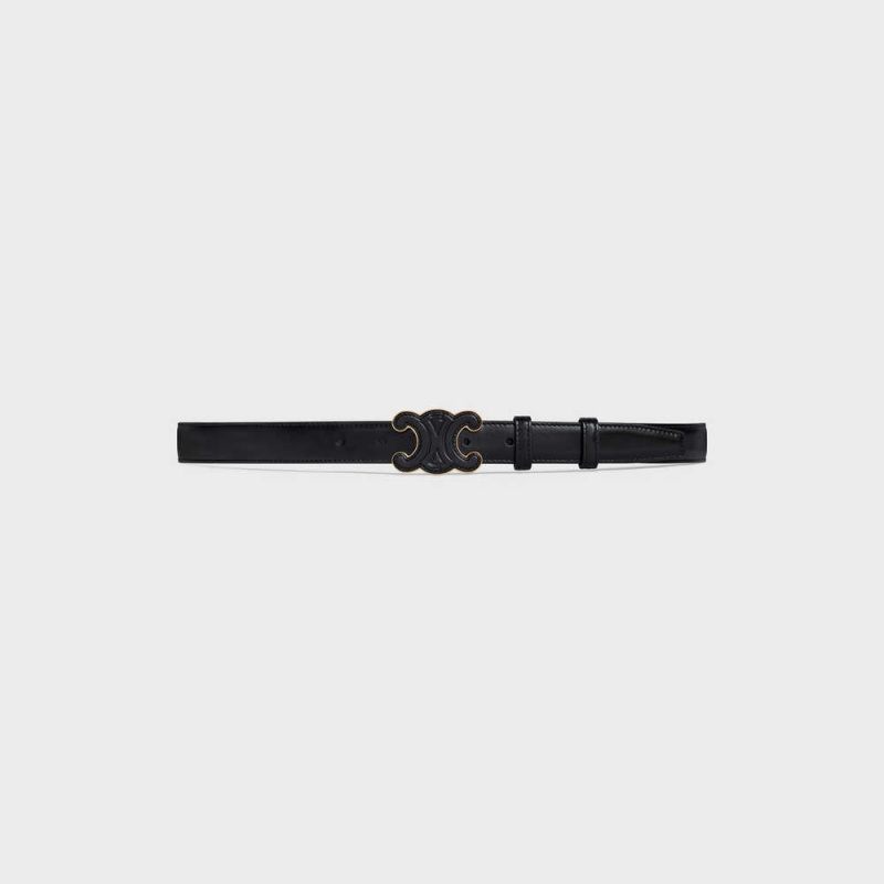 Black Celine MEDIUM CUIR TRIOMPHE in Taurillon Leather Belts | CL-592482