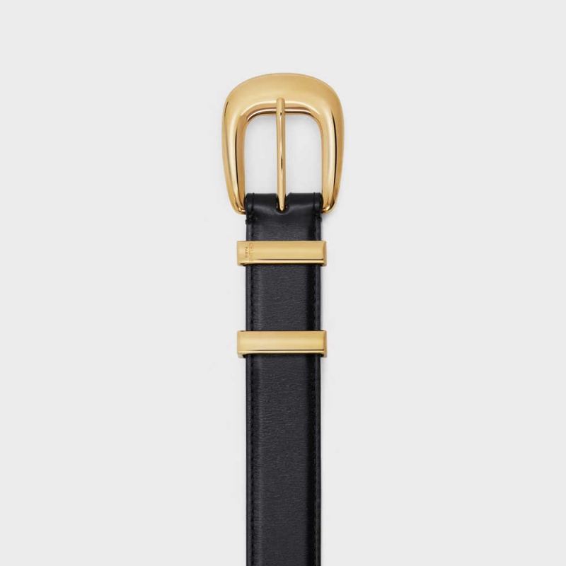 Black Celine MEDIUM WESTERN in Taurillon Leather Belts | CL-592480