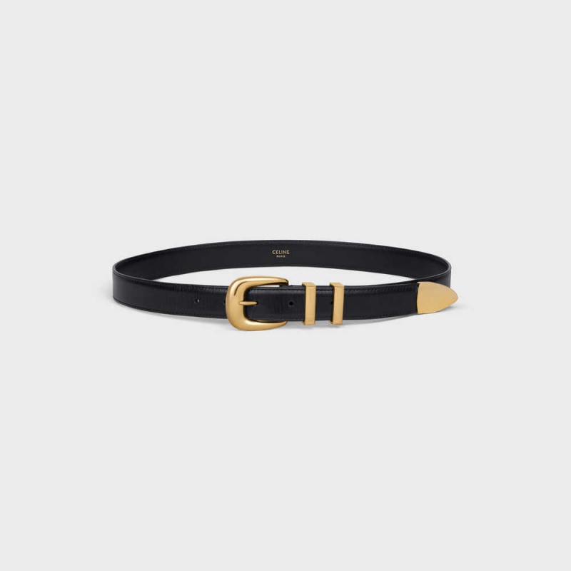 Black Celine MEDIUM WESTERN in Taurillon Leather Belts | CL-592480