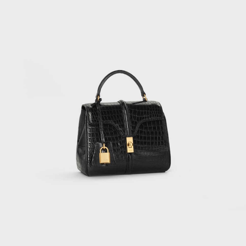 Black Celine MINI in porosus crocodile 16 | CL-593272