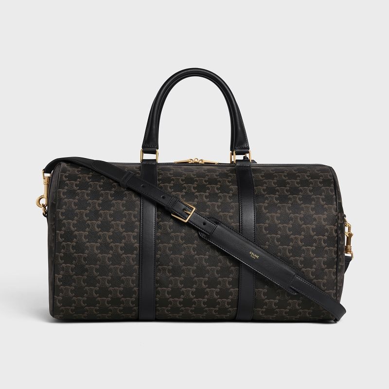 Black Celine Medium in Triomphe Canvas and calfskin Travel Bags | CL-591821