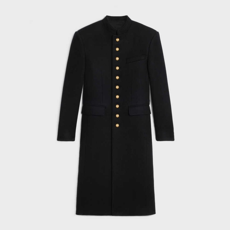 Black Celine Military in wool cloth Coats | CL-592625