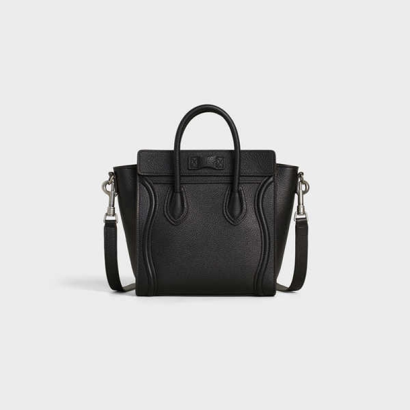 Black Celine Nano bag in drummed calfskin Luggage | CL-593047