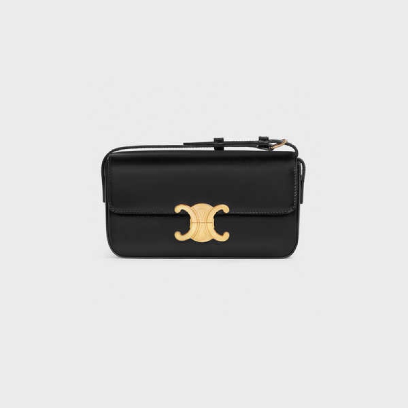 Black Celine Shoulder Bag in shiny calfskin Triomphe | CL-593239