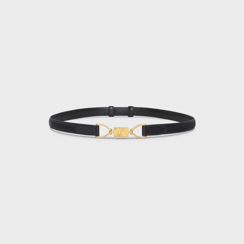 Black Celine Small Block Triomphe in Taurillon Leather Belts | CL-592486