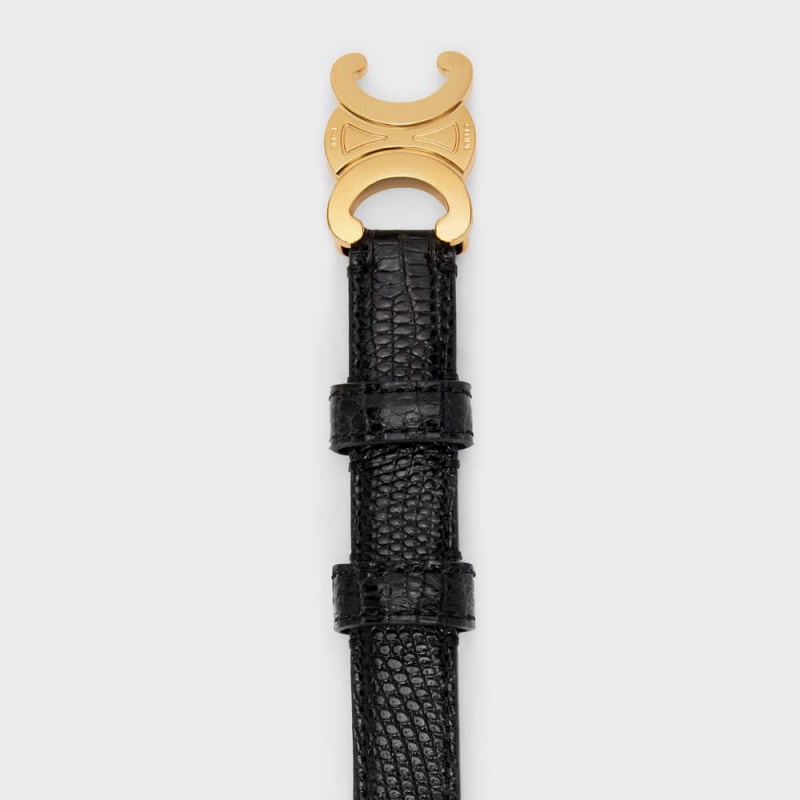 Black Celine Small TRIOMPHE in lizard Belts | CL-592471