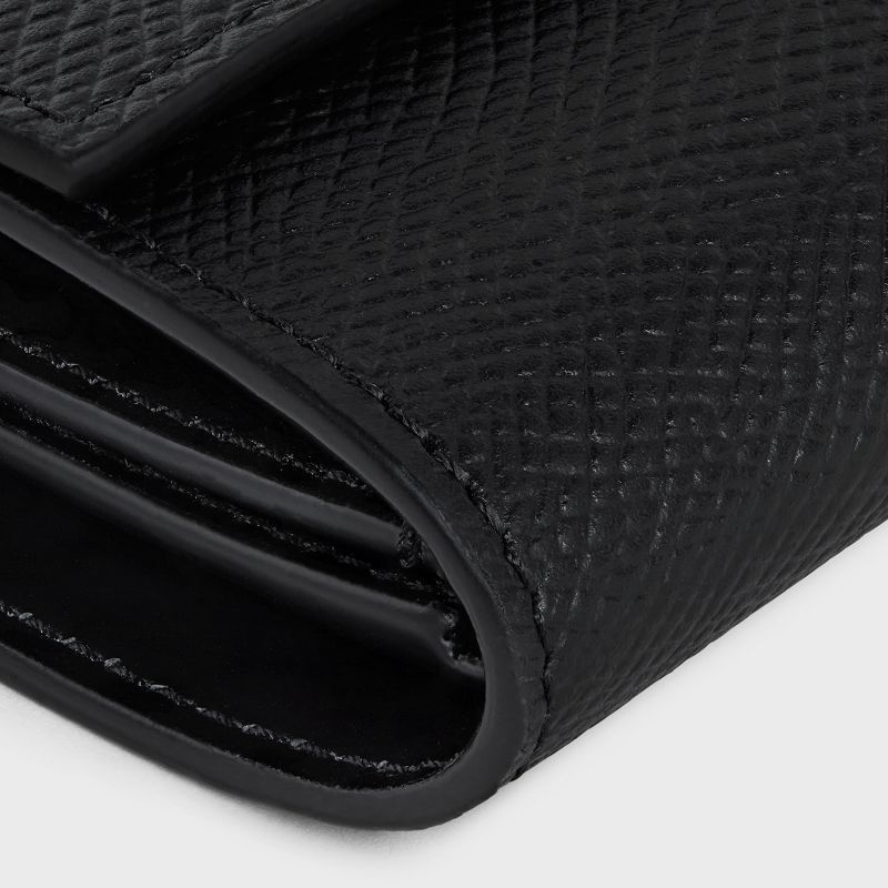 Black Celine Small trifold in Grained calfskin Wallets | CL-591795