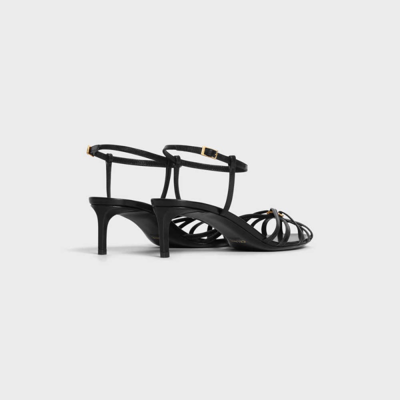 Black Celine TRIOMPHE in LAMBSKIN Sandals | CL-592601