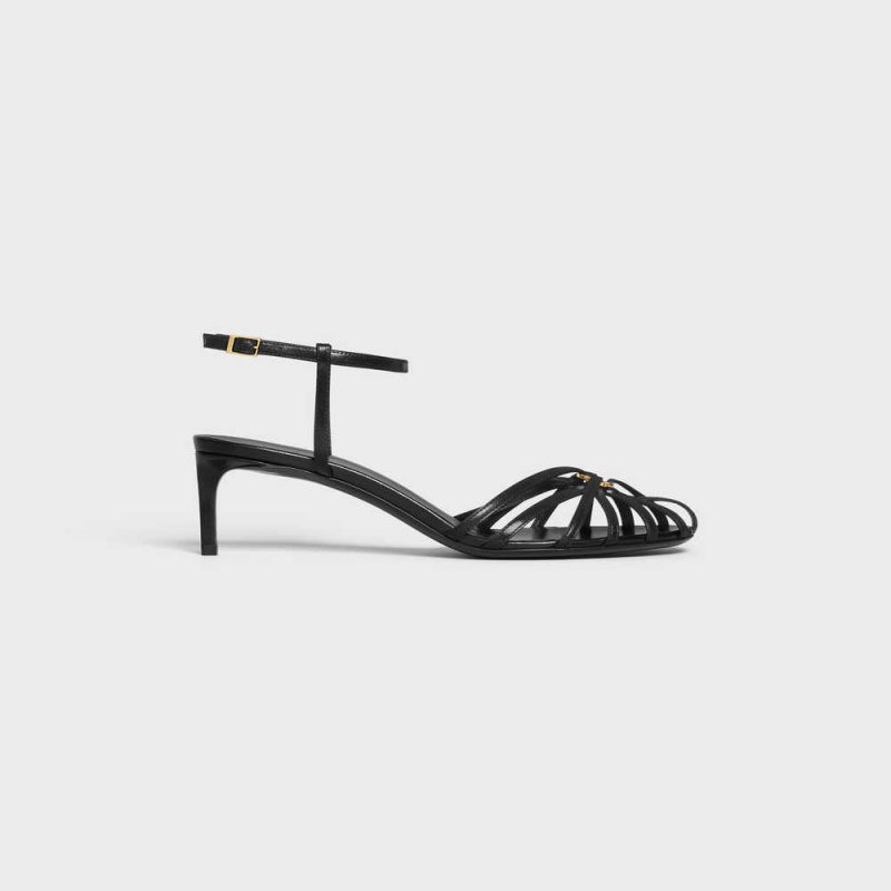 Black Celine TRIOMPHE in LAMBSKIN Sandals | CL-592601