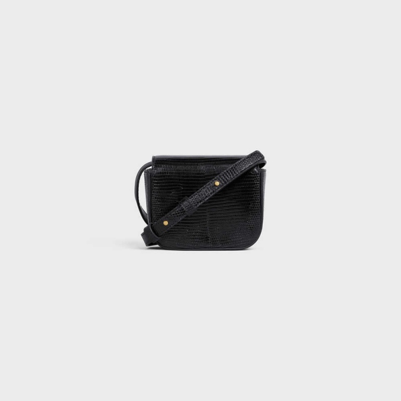 Black Celine TRIOMPHE in lizard Mini Bags | CL-593016