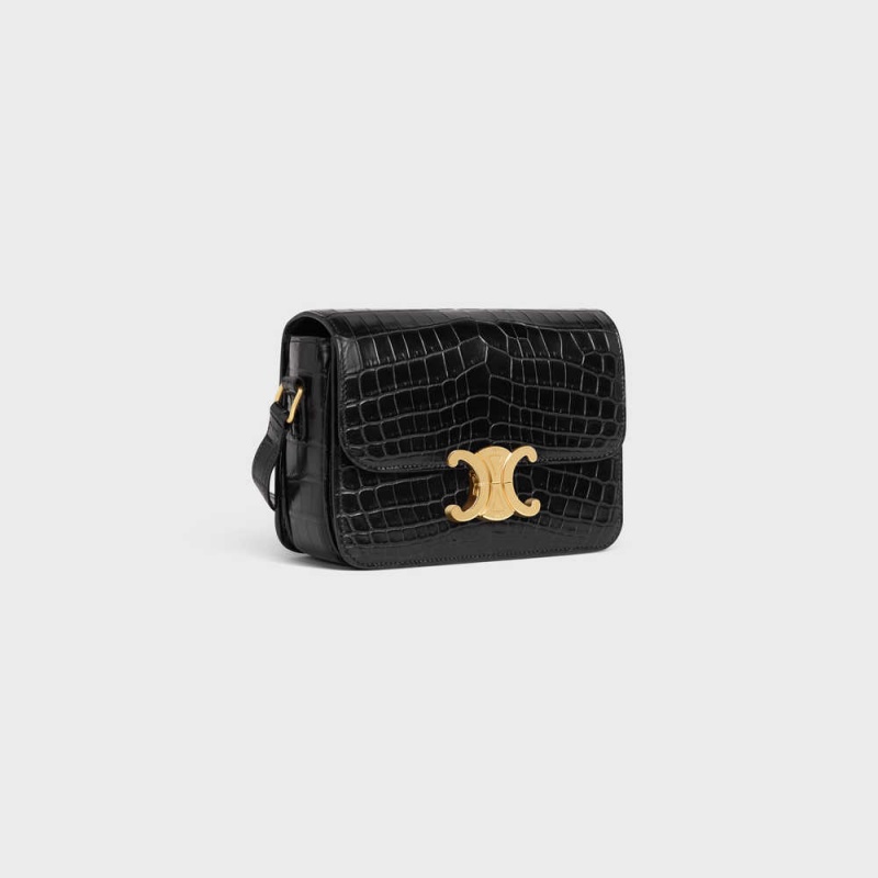 Black Celine Teen Bag in Niloticus Crocodile Triomphe | CL-593208