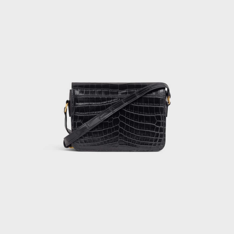 Black Celine Teen Bag in Niloticus Crocodile Triomphe | CL-593208