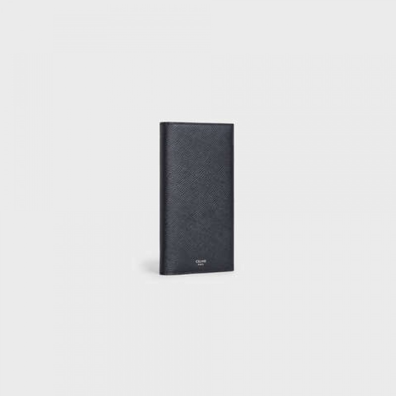 Black Celine Vertical with Coin Compartment in grained calfskin Wallets | CL-591799