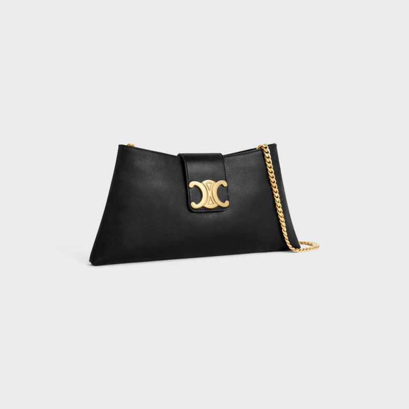 Black Celine WILTERN CLUTCH SOFT in SMOOTH CALFSKIN Triomphe | CL-593175