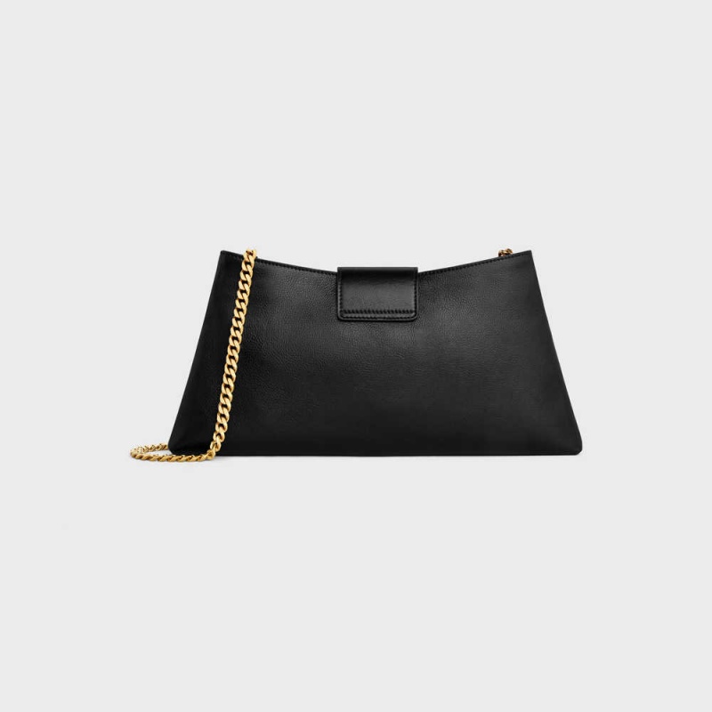 Black Celine WILTERN CLUTCH SOFT in SMOOTH CALFSKIN Triomphe | CL-593175