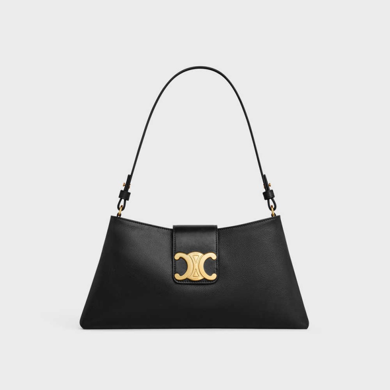 Black Celine WILTERN CLUTCH SOFT in SMOOTH CALFSKIN Triomphe | CL-593175